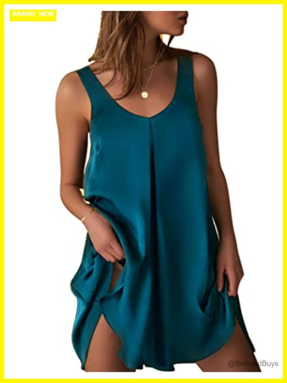 Sleeveless Satin Nightgown V-Neck Sleep Dress Loungewear